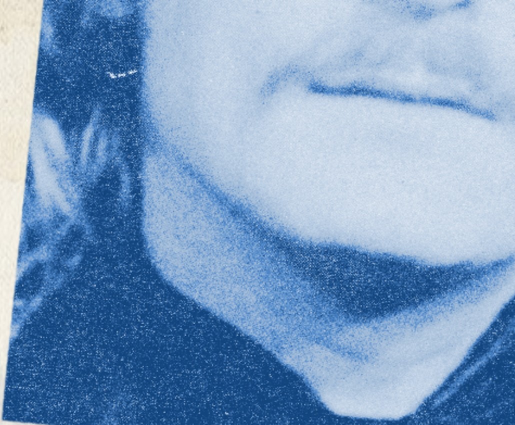 Visuel de la première édition, traitement duoton bleu